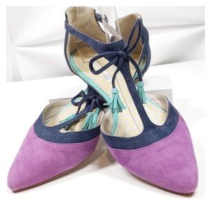 Boden Alice Suede T-strap Flats Amethyst Size 41 9.5